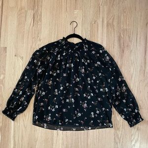 Madewell Floral Ruffle Neck Blouse